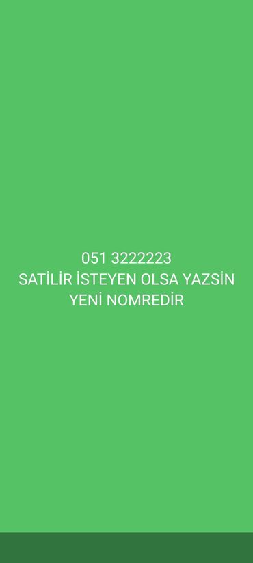 yeni 010 nomreler: Nömrə: ( 051 ) ( 3222223 ), Yeni