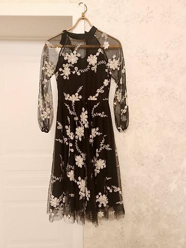 son model donlar: Qara şifon/pilləli tül don – floral naxışlı - Rəng: qara, üzərində — 1