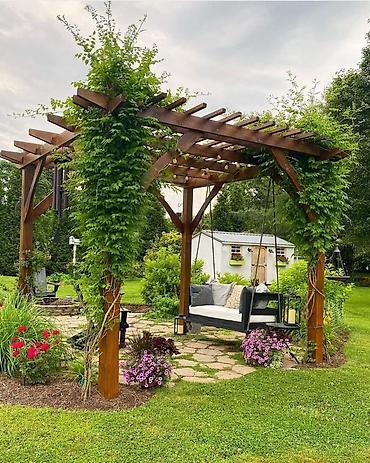 yelencek qiymetleri: Bağ üçün taxta pergola və yelləncək oturacaq dəsti - Material: qalın — 1