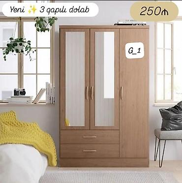 Ev üçün mebel: Yeni 3 qapılı dolab – G_1 modeli - Material: ağac teksturalı laminat — 1