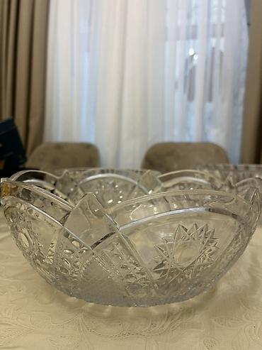 kəsim stolu: Şüşə salat/qəlyanaltı qabı – kəsim naxışlı - Material: qalın, şəffaf — 5