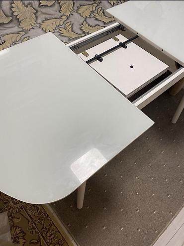 study table: Шикарный раздвижной стол . Стеклянная шикарная поверхность.В закрытом — 3