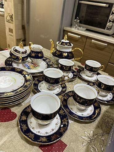 Çay dəstləri və servizlər: Çay dəsti, rəng - Göy, Farfor, 6 nəfərlik — 1