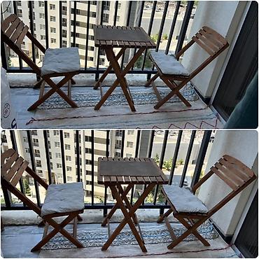 balkon masa: Balkon üçün, İşlənmiş, 2 stul — 1