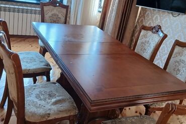 стол из массива дерева: Для гостиной, Раскладной, Прямоугольный стол, 8 стульев