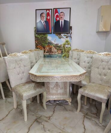 stol stul 2 ci el: Qonaq otağı üçün, Yeni, Açılmayan, Kvadrat masa, 8 stul, Azərbaycan