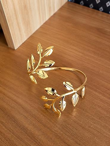 taçlar: Qızılı rəngdə zeytun budağı motivli saç tacı/diadem - Material: metal — 1