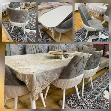 Salon, tibbi mebel: Qonaq otağı üçün, İşlənmiş, Oval masa, 6 stul