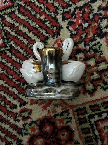 şamdanlar: Porseleyn şamdan – iki qu quşu fiqurlu - Material: parlaq porselen - — 2