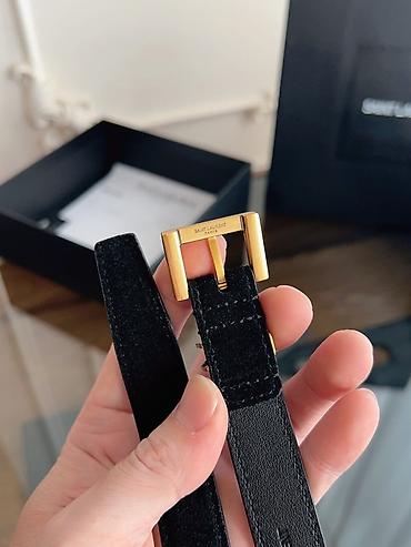 Kaiševi: Saint Laurent Paris kaiš – crna prirodna koža i brušena koža - Model — 4