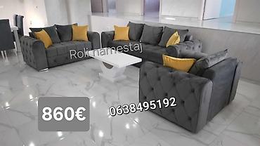 Stilske garniture: Komplet tapaciranih garnitura za dnevni boravak – moderan Chesterfield — 1