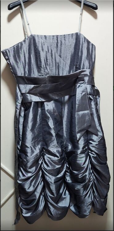 haljina od satena: One size, bоја - Tamnoplava, Drugi stil, Na bretele