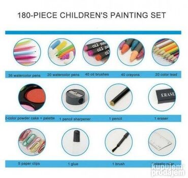 Ostale dečije stvari: Kreativni set Drvene, Vodene,Flomasteri, Voštane 180 KOM Kreativni — 7