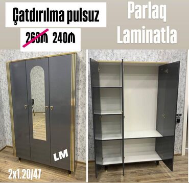 Çarpayılar: Üç qapılı Dolab təmiz laminatla 📌 Qiymət : 240₼