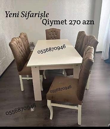 reseption masa: Qonaq otağı üçün, Yeni, Açılmayan, Dördbucaq masa, 6 stul — 10