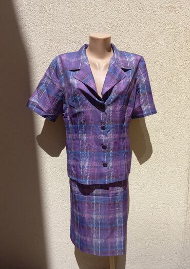 komplet suknja i top: L (EU 40), Plaid, color - Purple