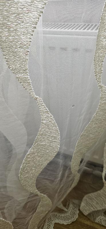 pres ipi: Tül pərdə – dalğavari naxışlı, krem/şampan tonlarında - Material — 6