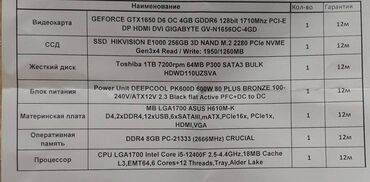 Компьютер, ядер - 6, ОЗУ 8 ГБ, Для работы, учебы, Новый, Intel Core i5, NVIDIA GeForce GTX 1650, SSD