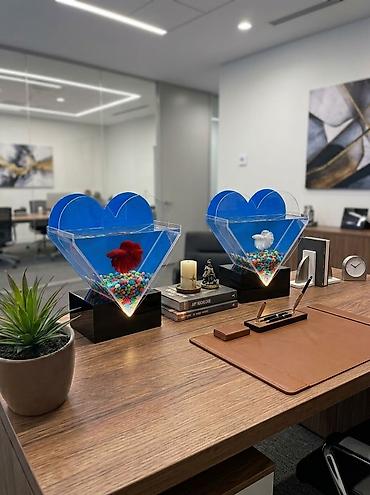 Məhsul: LED işıqlı ürək formalı mini akvarium - Dizayn: Ürək silueti