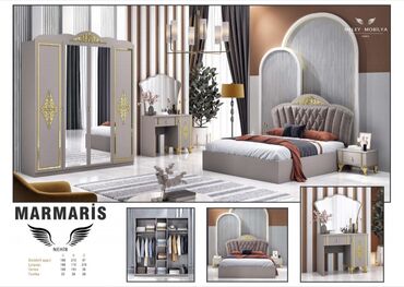 5×15 taxta qiymeti 2023: Двуспальная кровать, Шкаф, Трюмо, 2 тумбы, Турция, Новый