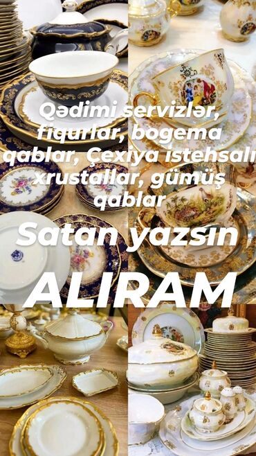 Другие наборы и сервизы: Qədimi servizlər, fiqurlar, bogema qablar, Çexiya istehsalı xrustallar