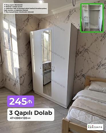 Mebel: 3 qapılı dolab – 47×200×120 sm - Material: 18 mm laminat - Rəng — 1