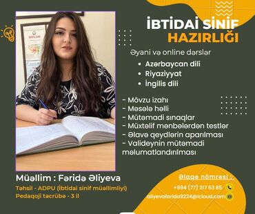 ingilis dili kurslari: İbtidai siniflər üzrə hazırlıq Təhsil: ADPU - İbtidai sinif