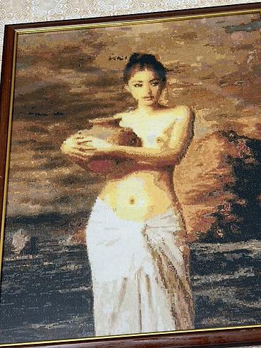 əl şəkli: Əl işi goblen tablo – “Küçəyi tutan qız” kompozisiyası - Texnika — 3