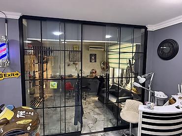 550 azn Şüşə bölmə/sürgülü qapı sistemi – loft tərzi, qara metal