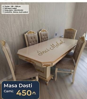 Qonaq otağı üçün, Yeni, Açılan, Dördbucaq masa, 4 stul