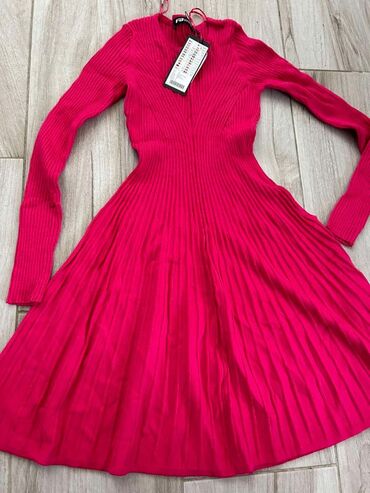 satenska duga haljina: XS (EU 34), color - Pink, Other style, Long sleeves