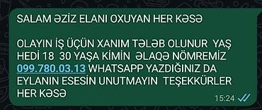 model isi axtariram: Vakansiya: xanım əməkdaş - İşin mahiyyəti: “Olayın işi” üçün xanım — 1