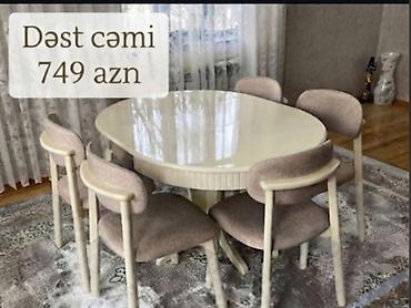 Qonaq otağı üçün, Yeni, Açılmayan, Oval masa, 6 stul