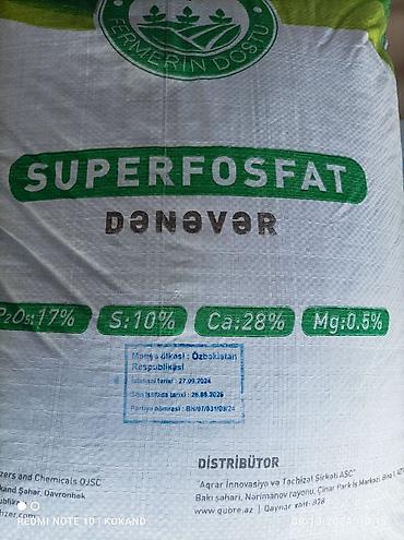 baklar ve cenler: Superfosfat dənəvər gübrə Tərkibi: - P2O5: 17% - S (kükürd): 10% - Ca — 1