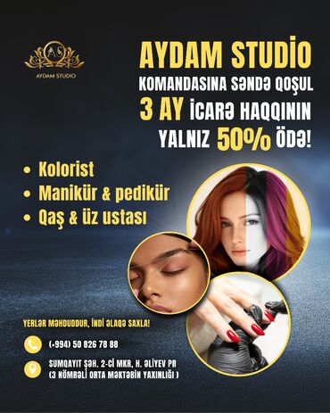 ten effekti qaş: Aydam Studio sizə tam şəraitli gözəllik mərkəzində işləmək imkanı