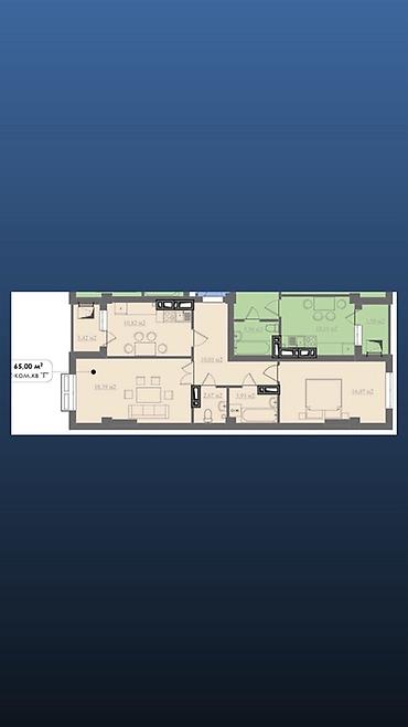 Продажа квартир: 2 комнаты, 65 м², Технопарк 8 этаж, ПСО (под самоотделку) — 2