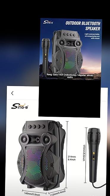 bluetooth mikrofon karaoke: Yeni Bluedio Kolonka, Növ - Portativ, rəng - Qara — 1
