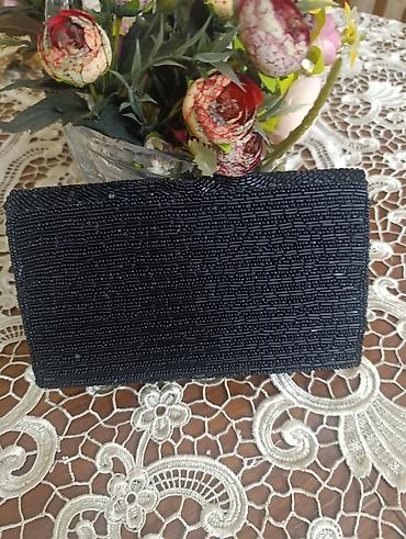 deri canta: Zərif axşam/clutch çantası – qara rəngdə, tamamilə muncuq və — 2