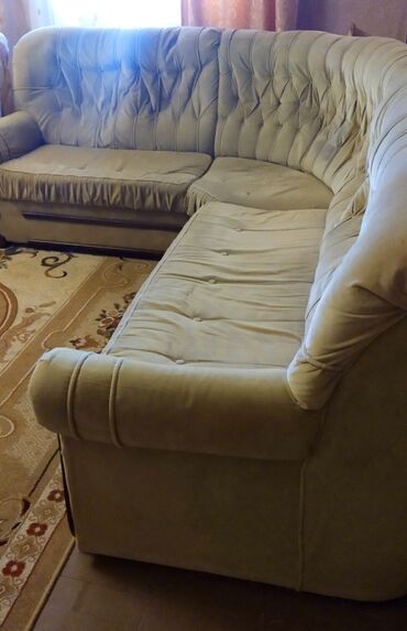künc divan islenmis: Угловой диван, Б/у, Раскладной, Велюровая ткань, Нет доставки