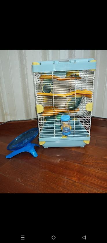 Зоотовары: Dəbilqəli hamster üçün çoxmərtəbəli qəfəs dəsti - Rənglər: açıq mavi — 6