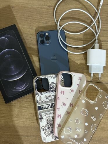 Уюлдук телефондор жана аксессуарлар: IPhone 12 Pro, Колдонулган, 256 ГБ, Pacific Blue, Куту, 75 %