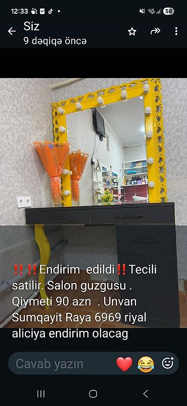 зеркало с подсветкой: Salon güzgüsü – işıqlı vizaj güzgüsü və stol - Rəng: sarı ornamentli — 1