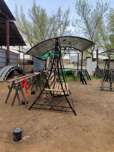 Садовые качели: Садовые качели Металл, Со спинкой, С крышей — 13