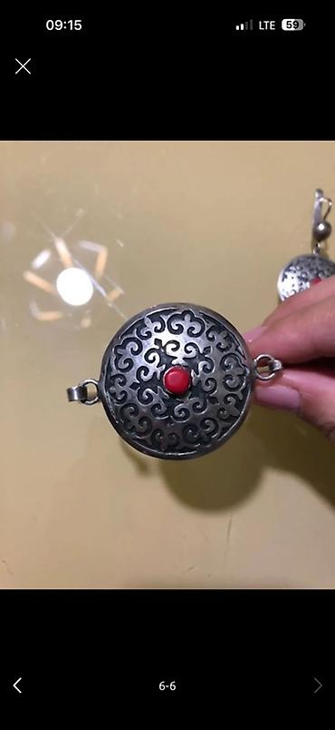серебряный комплект с красными камнями: Продаю серебряные комплект украшений в этническом стиле: браслет — 5