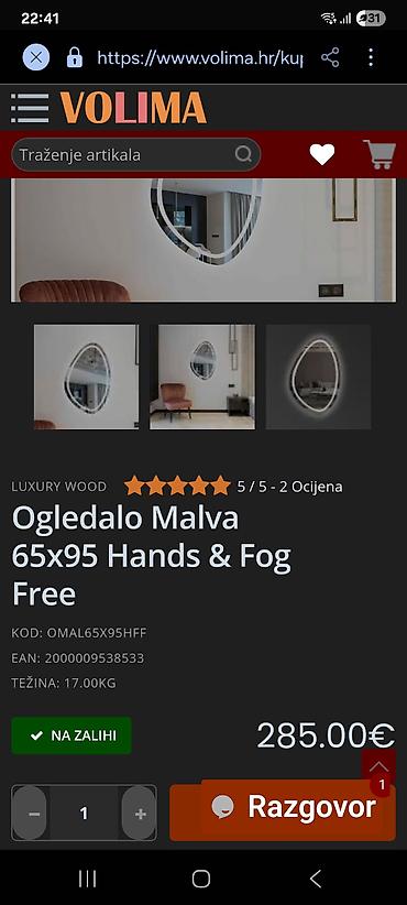 kible za led: Na prodaju led ogledalo u obliku jajeta, dimenzije 70x90cm, vertikalno — 7