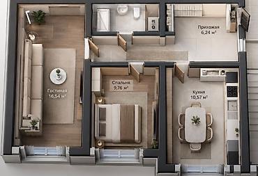 1 комната, 50 м², 3 этаж, Свежий ремонт