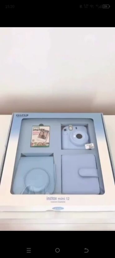 i8 mini 2: Fujifilm Instax Mini 12 – Komplekt Rəng: açıq mavi (pastel) Qutu