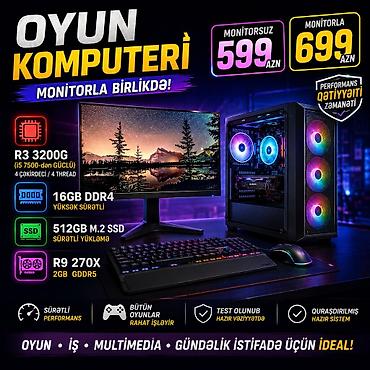 🔥 GÜCLÜ OYUN KOMPYUTERİ – HAZIR SİSTEM! 🔥 ✅ AMD Ryzen 3 3200G (Intel