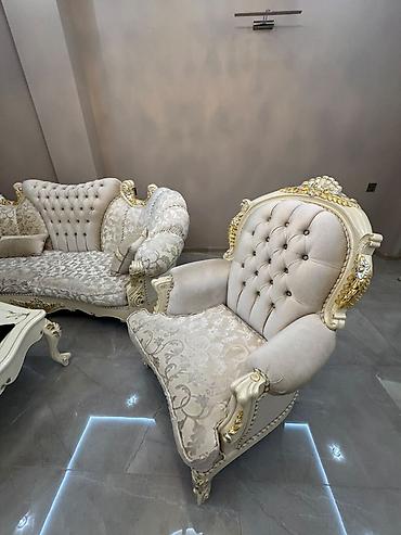 klassik mebel: Klassik barokko üslubunda 3 parçalı dəst – 1 divan + 2 kreslo - Rəng — 2