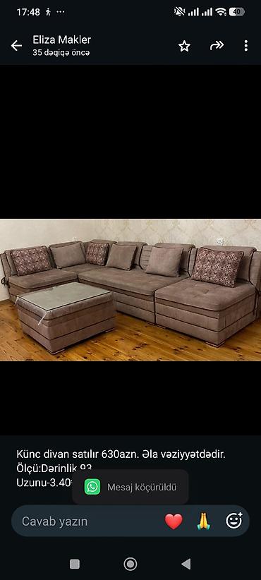 Künc divan satılır 630azn. Əla vəziyyətdədir. Ölçü:Dərinlik 93 lalafo.az -da Künc divan satılır 630azn. Əla vəziyyətdədir. Ölçü:Dərinlik 93